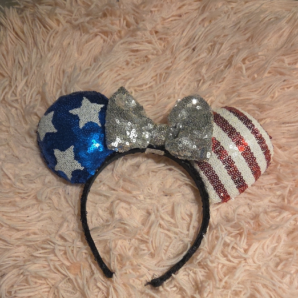 Disney Patriotic Sequin Minnie Mouse Ears Headband